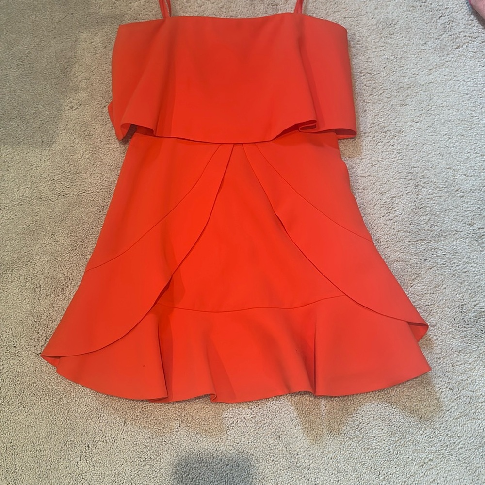 Strapless BCBG coral dress